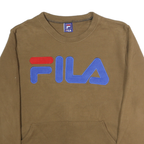 FILA Womens Brown Crew Neck M Sweatshirt Logo Front Pocket Casual