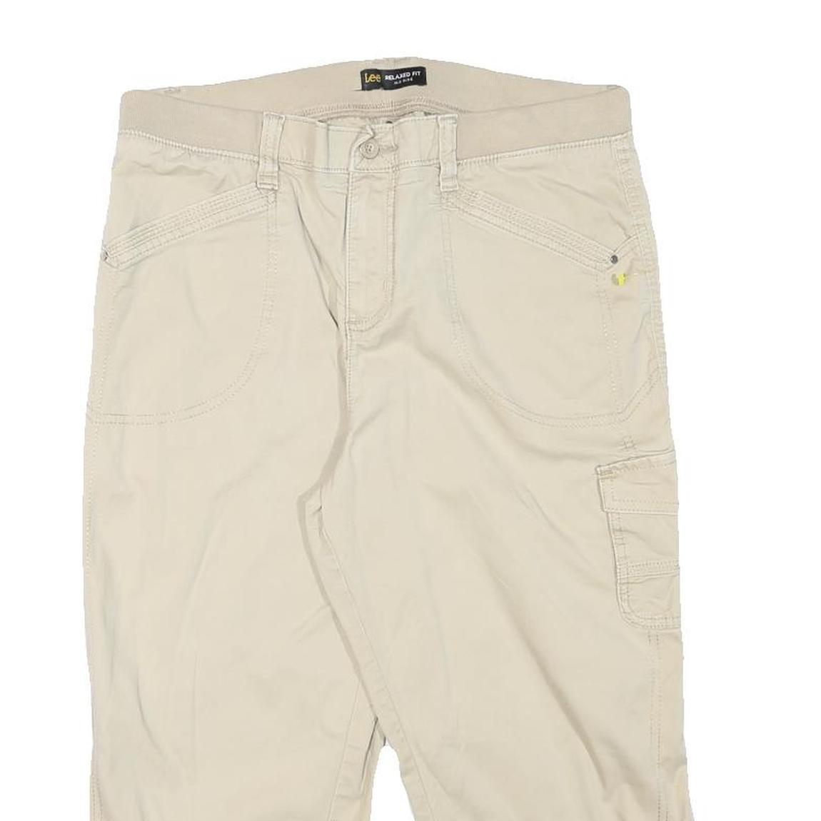 LEE Womens Beige Cotton Blend Cargo Shorts L W31 Casual Relaxed Fit