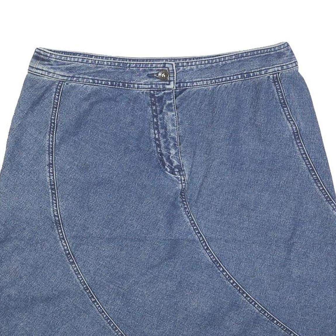 AXCESS Womens Blue Denim A-Line Knee Length Cotton Skirt M Casual Wear