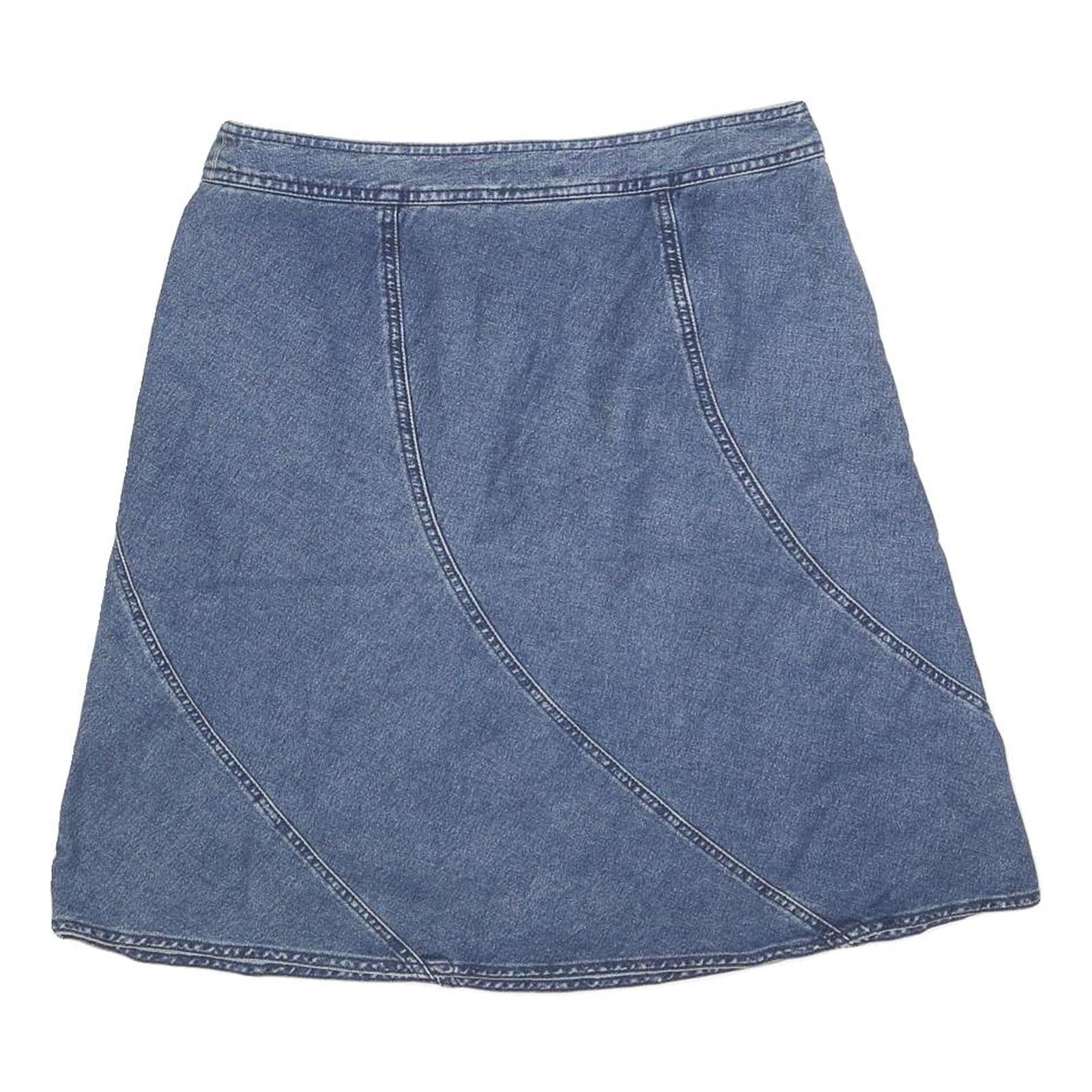 AXCESS Womens Blue Denim A-Line Knee Length Cotton Skirt M Casual Wear