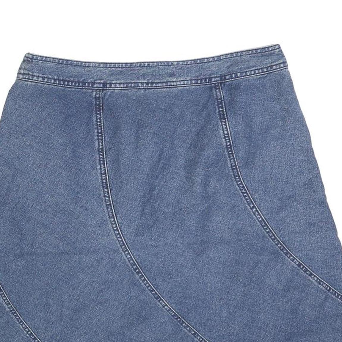 AXCESS Womens Blue Denim A-Line Knee Length Cotton Skirt M Casual Wear
