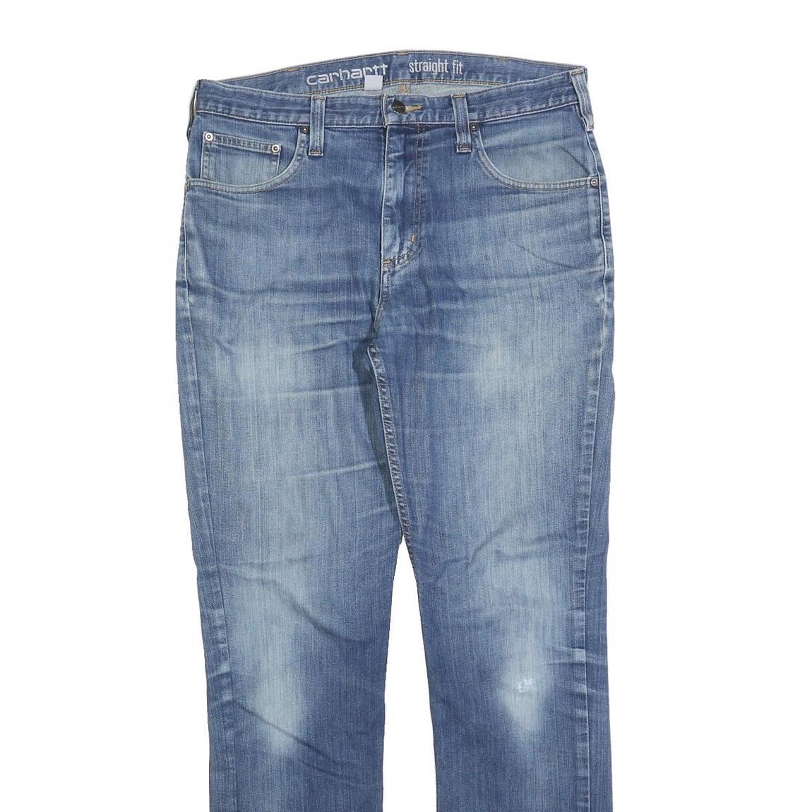 CARHARTT Mens Jeans Blue Regular Straight Denim Medium W34 L34 Zip Closure