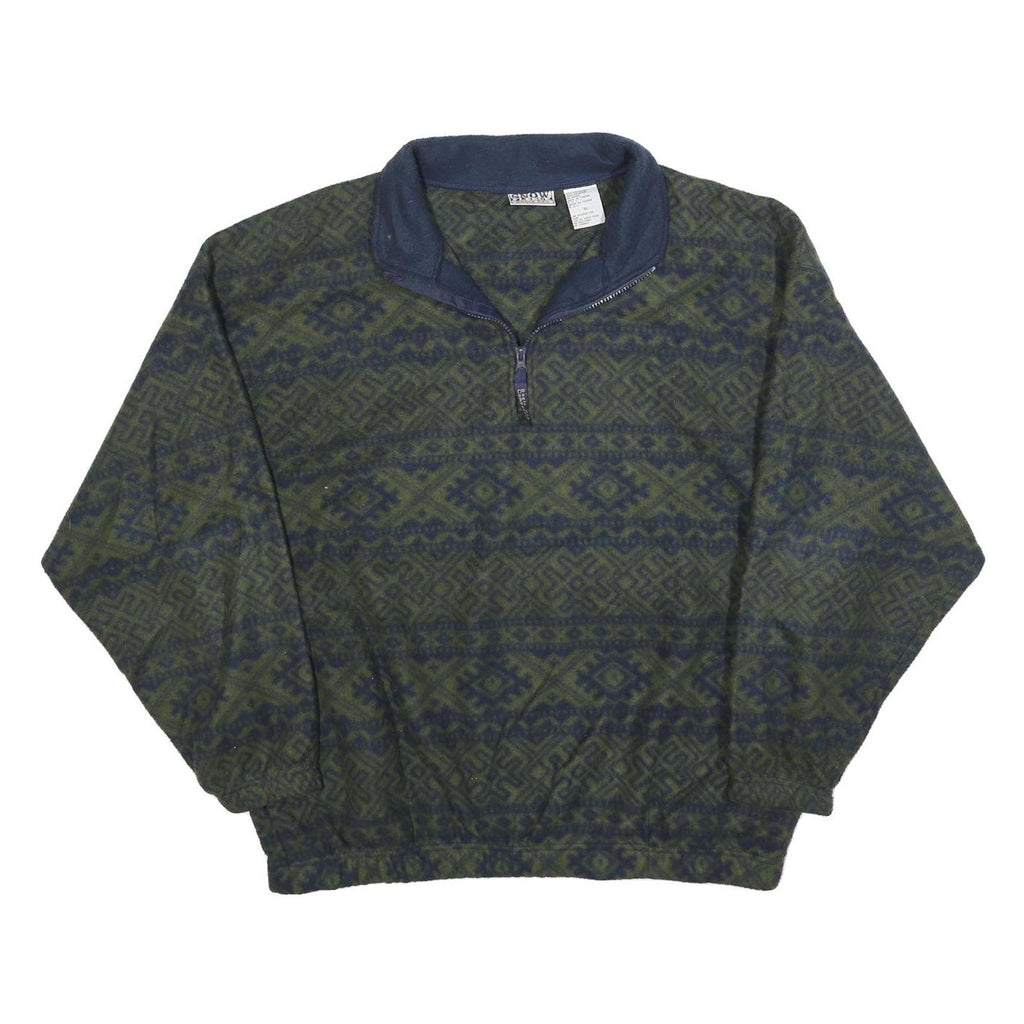 BUGLE BOY Mens Green & Navy Patterned Jumper Pullover Crew Neck Basic Knit XL