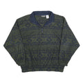 BUGLE BOY Mens Green & Navy Patterned Jumper Pullover Crew Neck Basic Knit XL