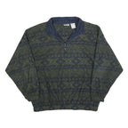 BUGLE BOY Mens Green & Navy Patterned Jumper Pullover Crew Neck Basic Knit XL