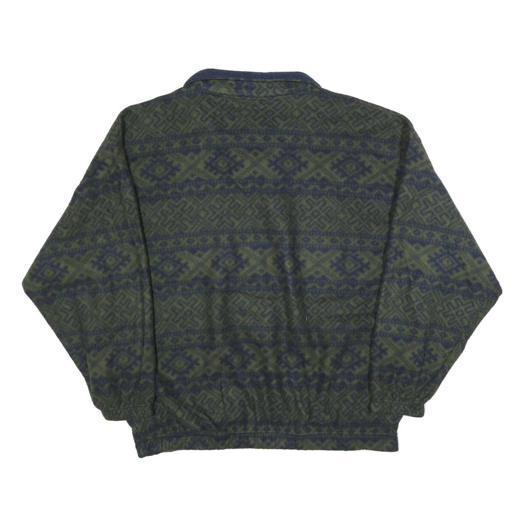 BUGLE BOY Mens Green & Navy Patterned Jumper Pullover Crew Neck Basic Knit XL