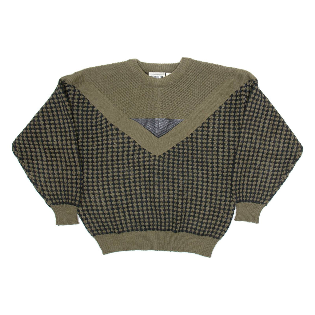 GABRIELLE Mens Patterned Jumper Green Geometric Tight Knit M