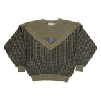 GABRIELLE Mens Patterned Jumper Green Geometric Tight Knit M