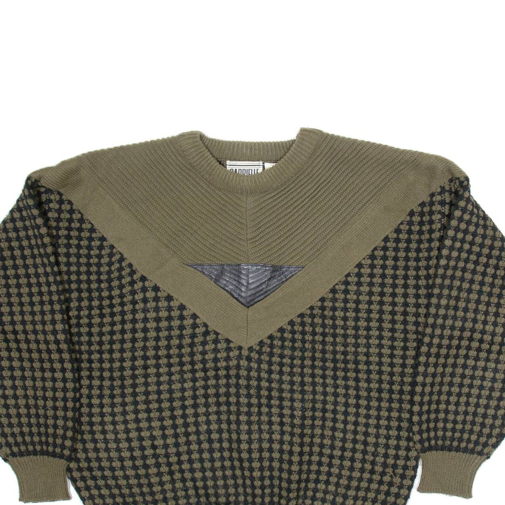 GABRIELLE Mens Patterned Jumper Green Geometric Tight Knit M