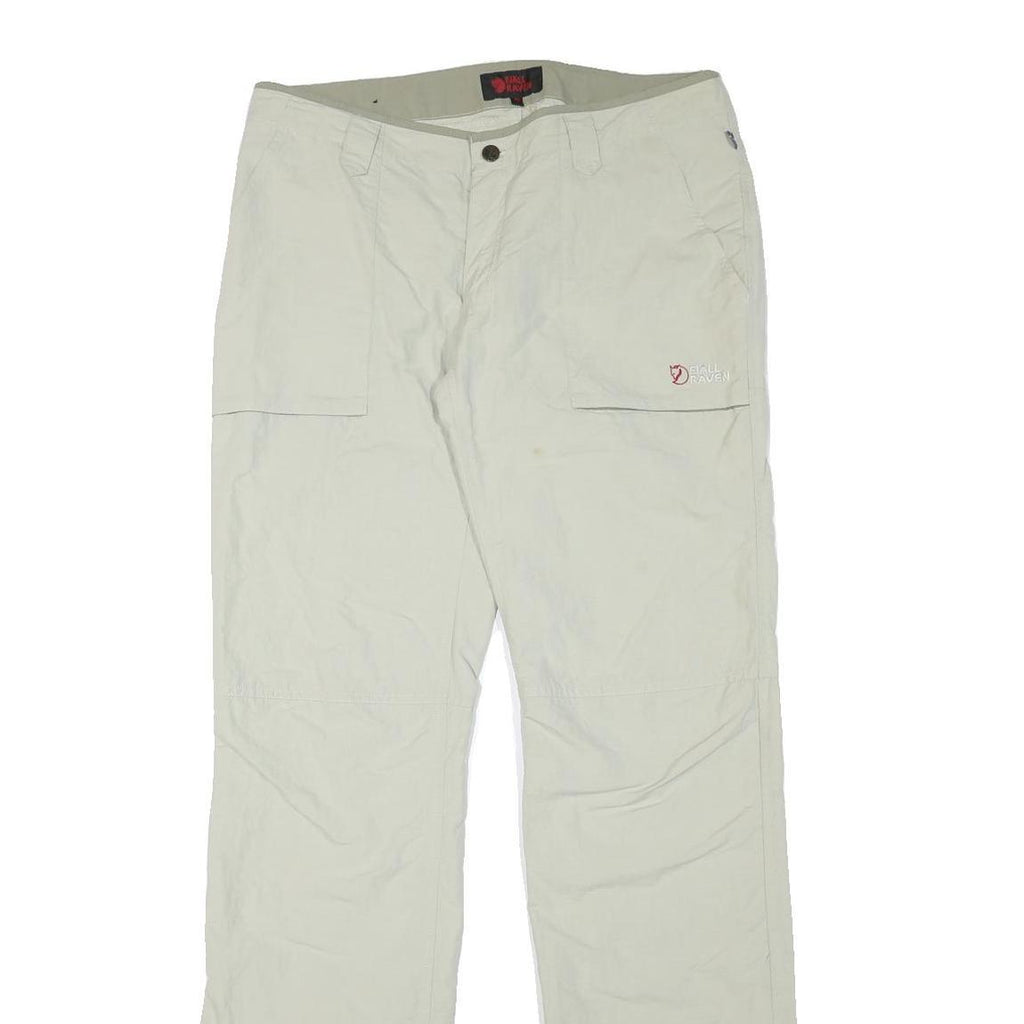 FJALLRAVEN Mens Regular Beige Polyester Blend Zip Trousers W33 L35 Outdoor