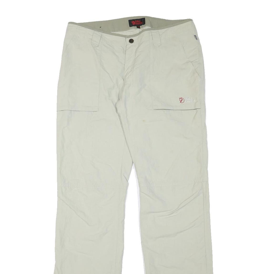 FJALLRAVEN Mens Regular Beige Polyester Blend Zip Trousers W33 L35 Outdoor