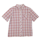 C&A Womens Red Plaid Shirt XXS Cotton Blend Short Sleeve Button Pocket