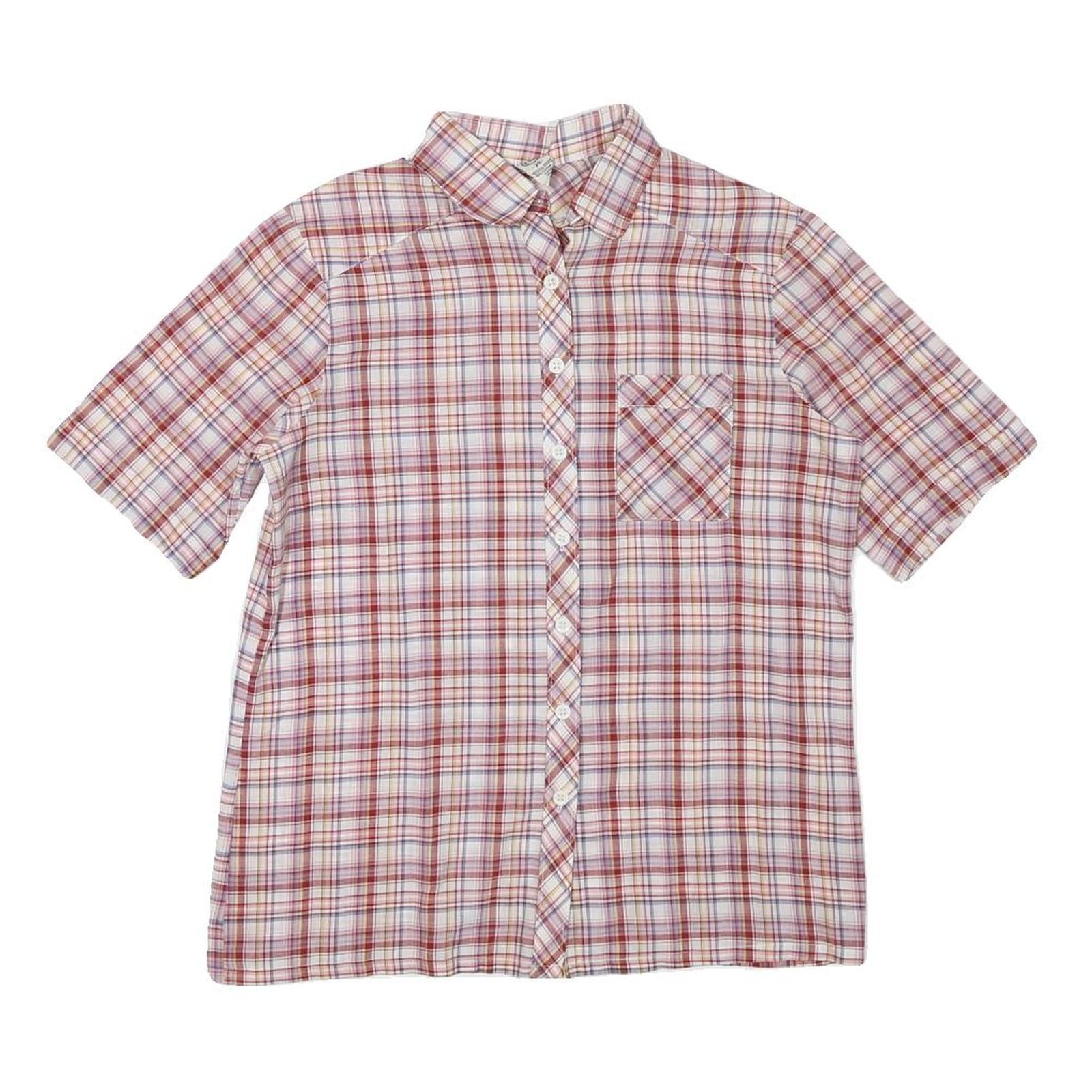 C&A Womens Red Plaid Shirt XXS Cotton Blend Short Sleeve Button Pocket