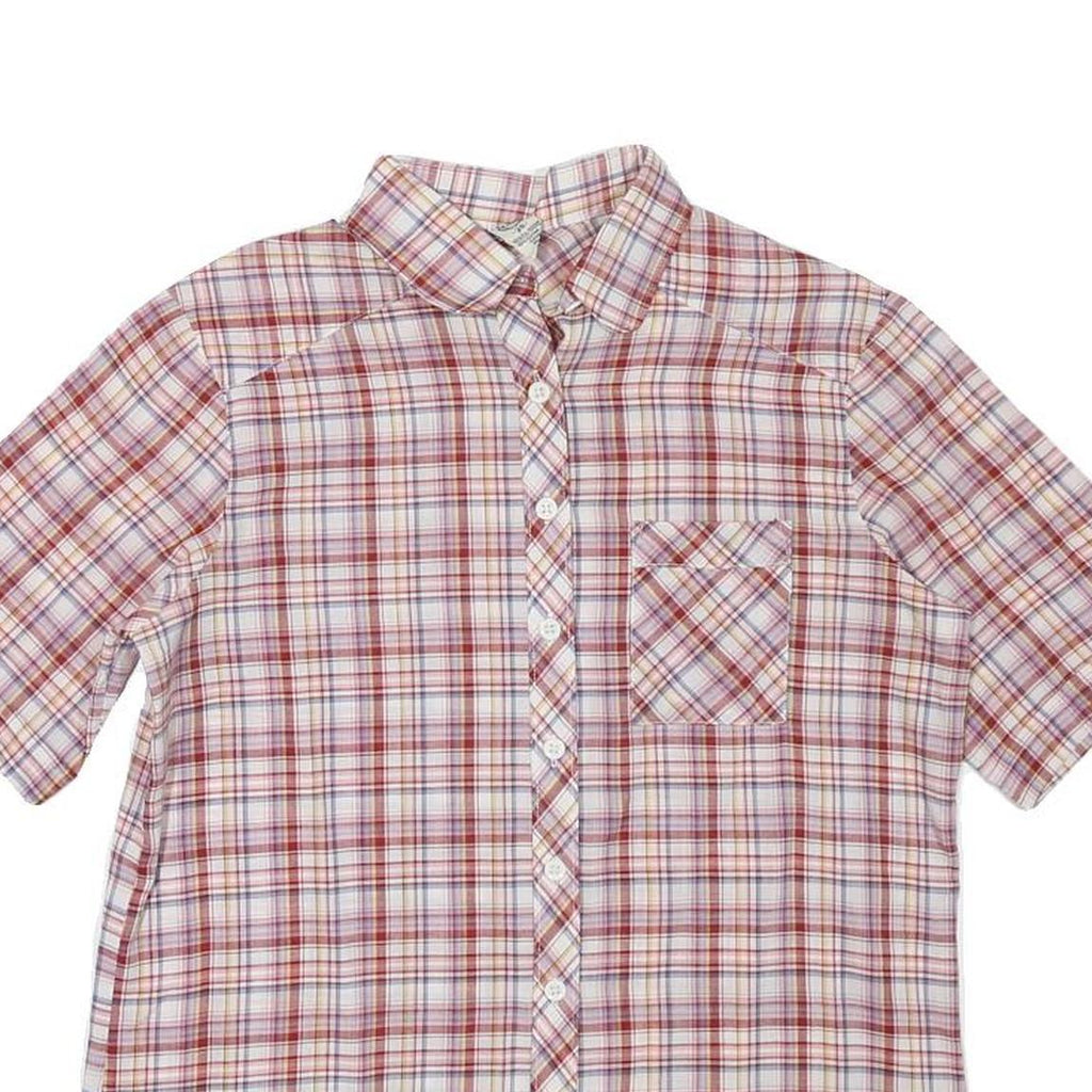 C&A Womens Red Plaid Shirt XXS Cotton Blend Short Sleeve Button Pocket