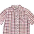 C&A Womens Red Plaid Shirt XXS Cotton Blend Short Sleeve Button Pocket