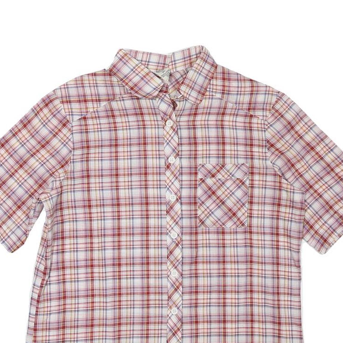 C&A Womens Red Plaid Shirt XXS Cotton Blend Short Sleeve Button Pocket