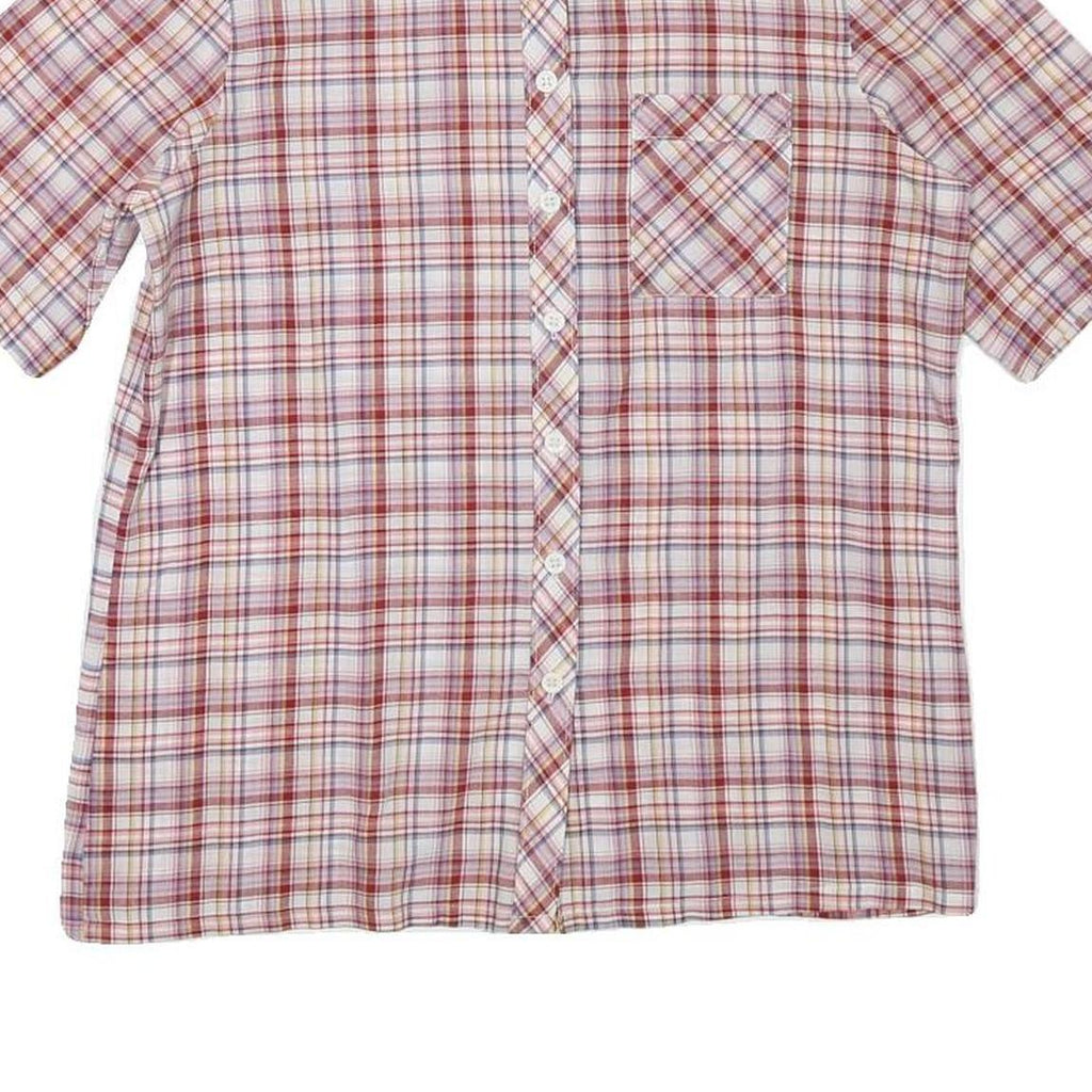 C&A Womens Red Plaid Shirt XXS Cotton Blend Short Sleeve Button Pocket