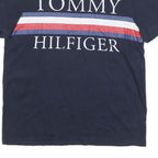 TOMMY HILFIGER Mens Navy Blue White & Red Graphic T-Shirt L Short Sleeve Crew
