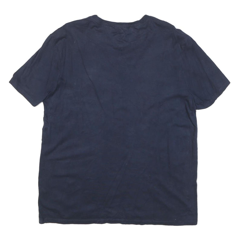 TOMMY HILFIGER Mens Navy Blue White & Red Graphic T-Shirt L Short Sleeve Crew