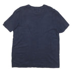 TOMMY HILFIGER Mens Navy Blue White & Red Graphic T-Shirt L Short Sleeve Crew