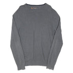 BEN SHERMAN Mens Grey Cotton Blend Plain Crew Neck Basic Knit Jumper L Casual