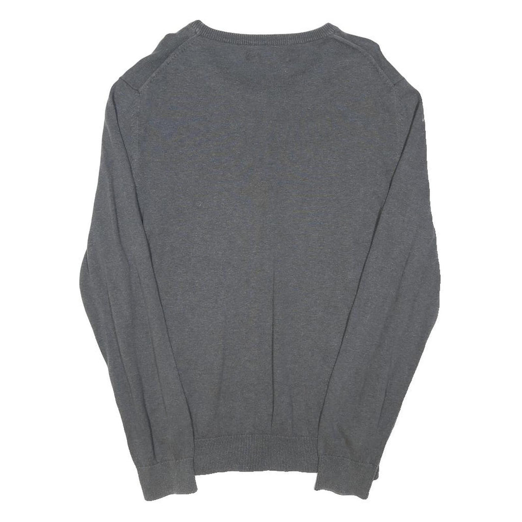 BEN SHERMAN Mens Grey Cotton Blend Plain Crew Neck Basic Knit Jumper L Casual