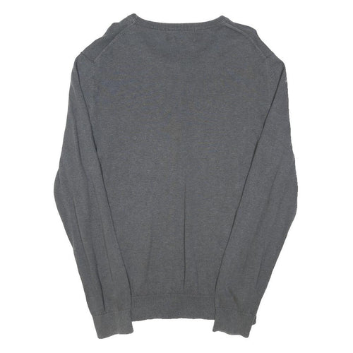 BEN SHERMAN Mens Grey Cotton Blend Plain Crew Neck Basic Knit Jumper L Casual