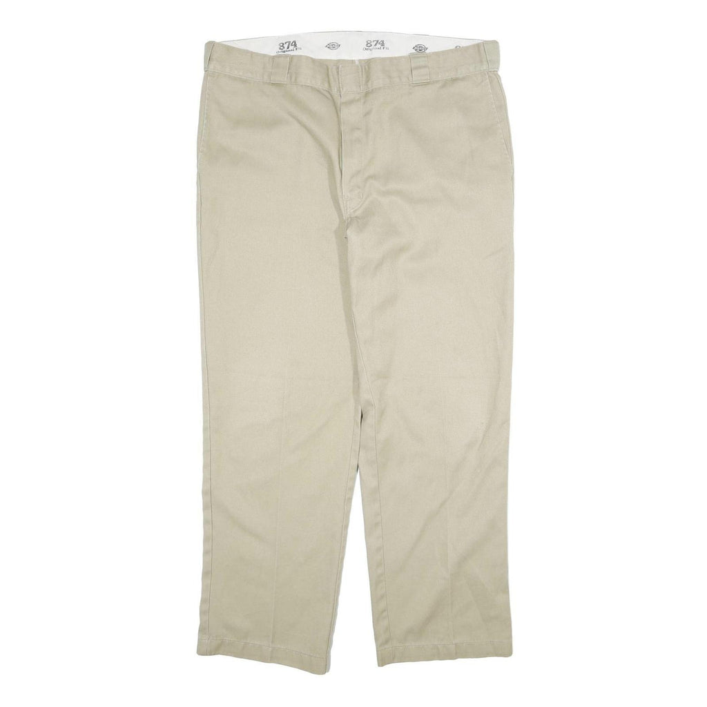 DICKIES Mens Cotton Blend Beige Regular Fit Straight Trousers W40 L29 Workwear