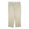DICKIES Mens Cotton Blend Beige Regular Fit Straight Trousers W40 L29 Workwear