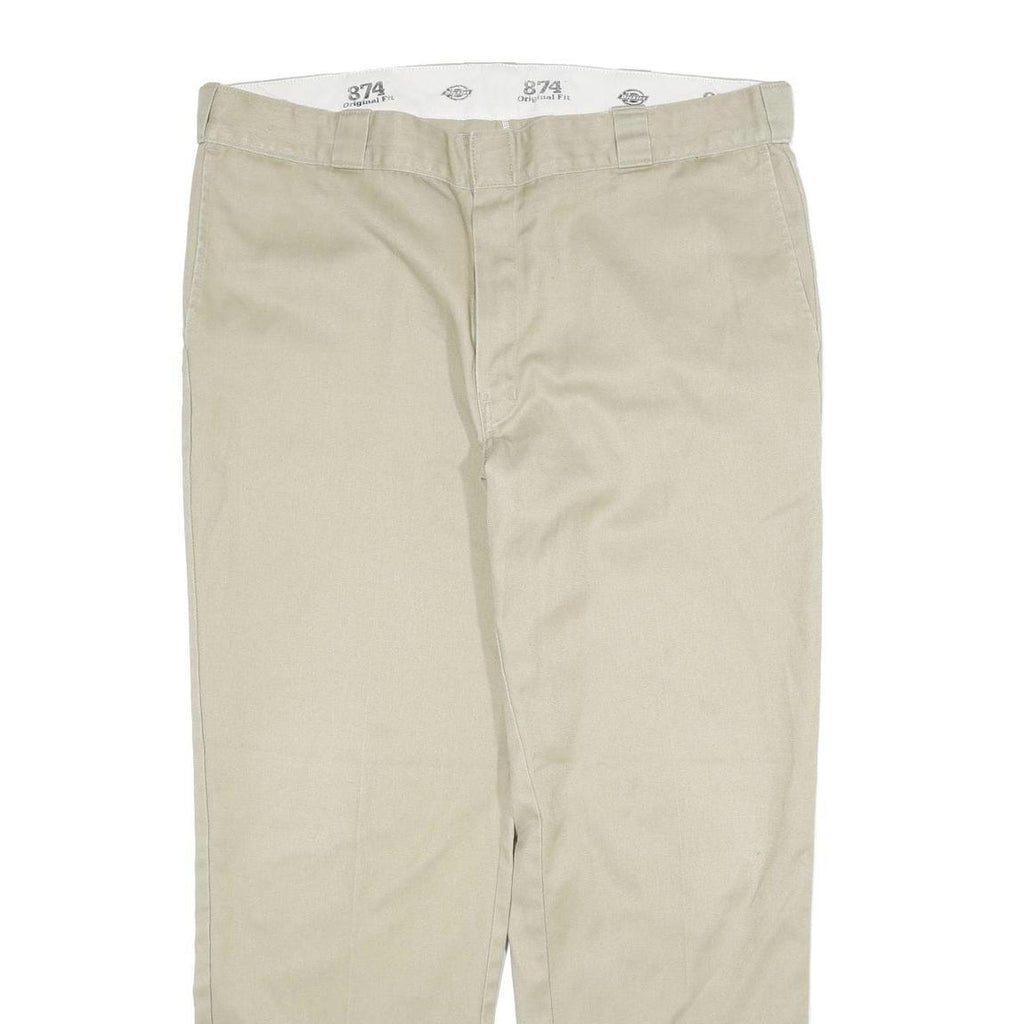 DICKIES Mens Cotton Blend Beige Regular Fit Straight Trousers W40 L29 Workwear