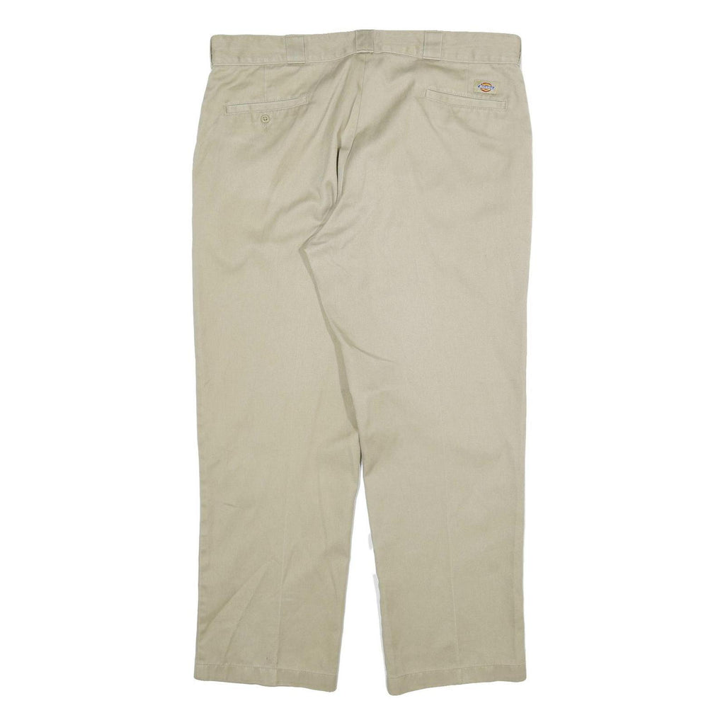 DICKIES Mens Cotton Blend Beige Regular Fit Straight Trousers W40 L29 Workwear