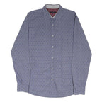 TED BAKER Mens Blue Pattern Shirt M Cotton Blend Casual Long Sleeve Buttons