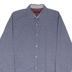 TED BAKER Mens Blue Pattern Shirt M Cotton Blend Casual Long Sleeve Buttons
