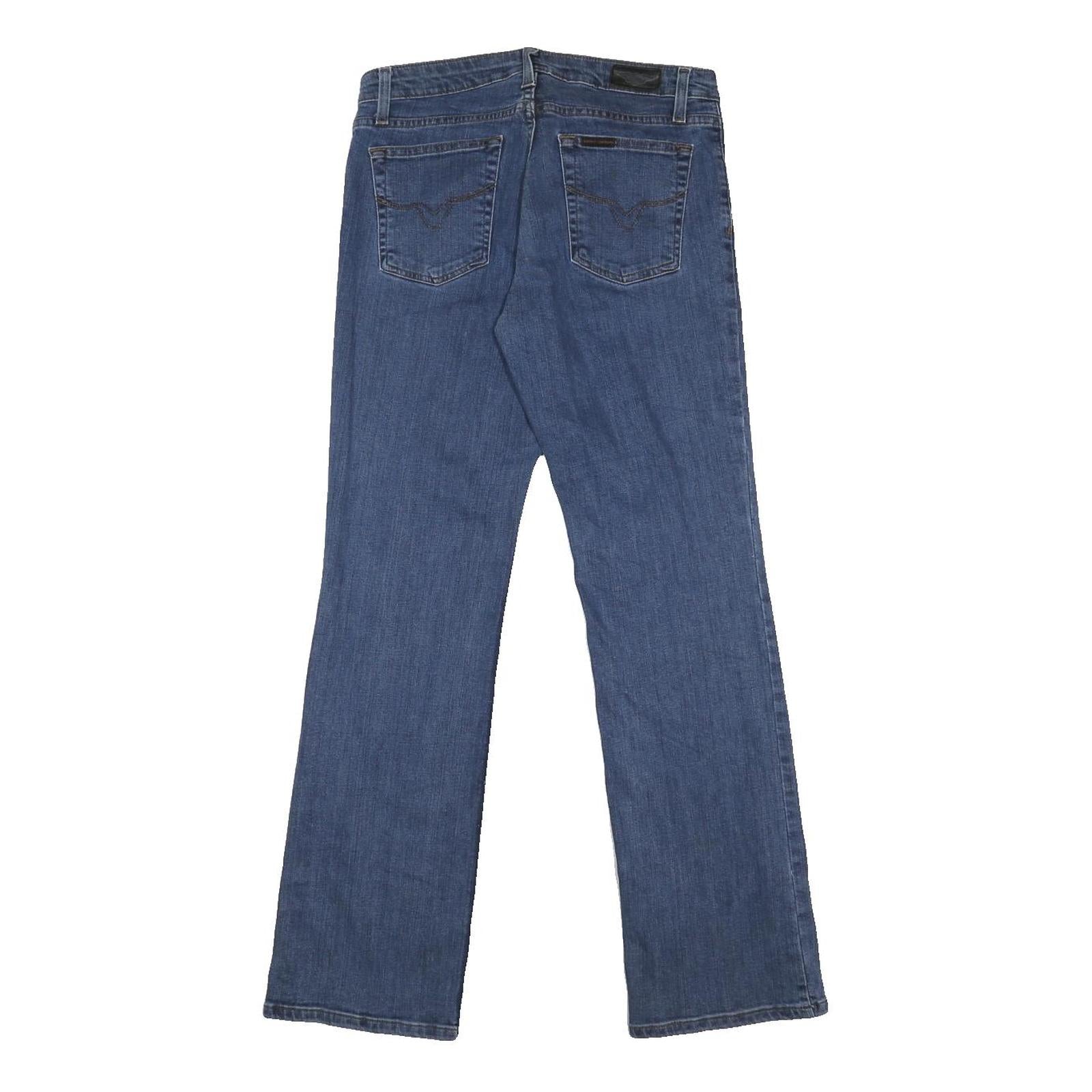 HARLEY DAVIDSON Womens Regular Blue Denim Button Jeans W32 L31 Classic Fit