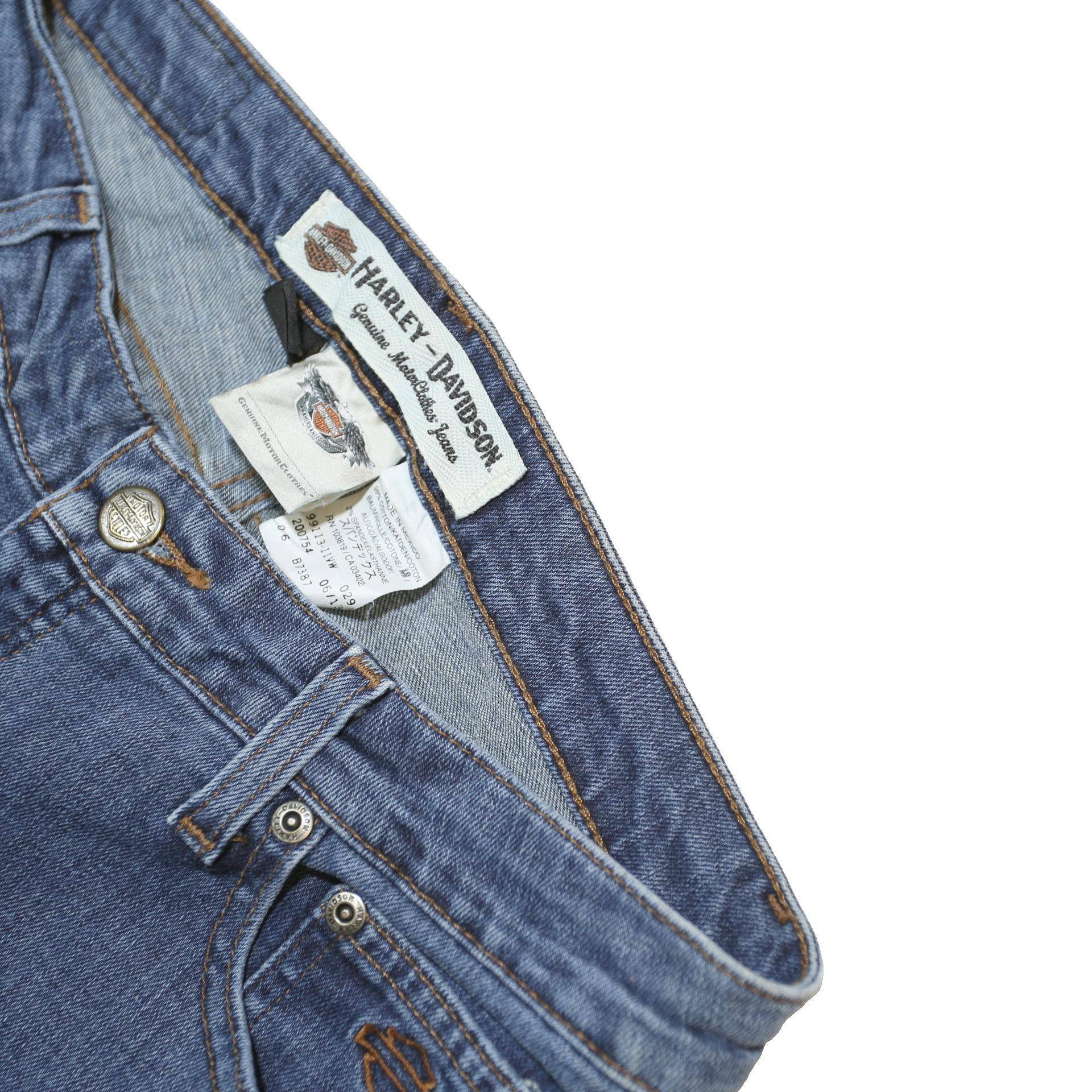 HARLEY DAVIDSON Womens Regular Blue Denim Button Jeans W32 L31 Classic Fit