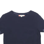 TED BAKER Womens Navy Blue Plain Crop Top Short Sleeve Round Neck XS Stylish