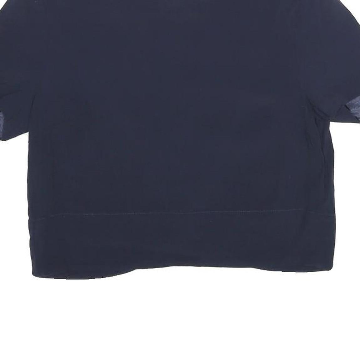 TED BAKER Womens Navy Blue Plain Crop Top Short Sleeve Round Neck XS Stylish