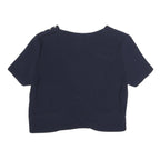 TED BAKER Womens Navy Blue Plain Crop Top Short Sleeve Round Neck XS Stylish