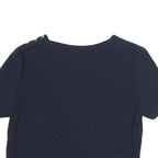 TED BAKER Womens Navy Blue Plain Crop Top Short Sleeve Round Neck XS Stylish