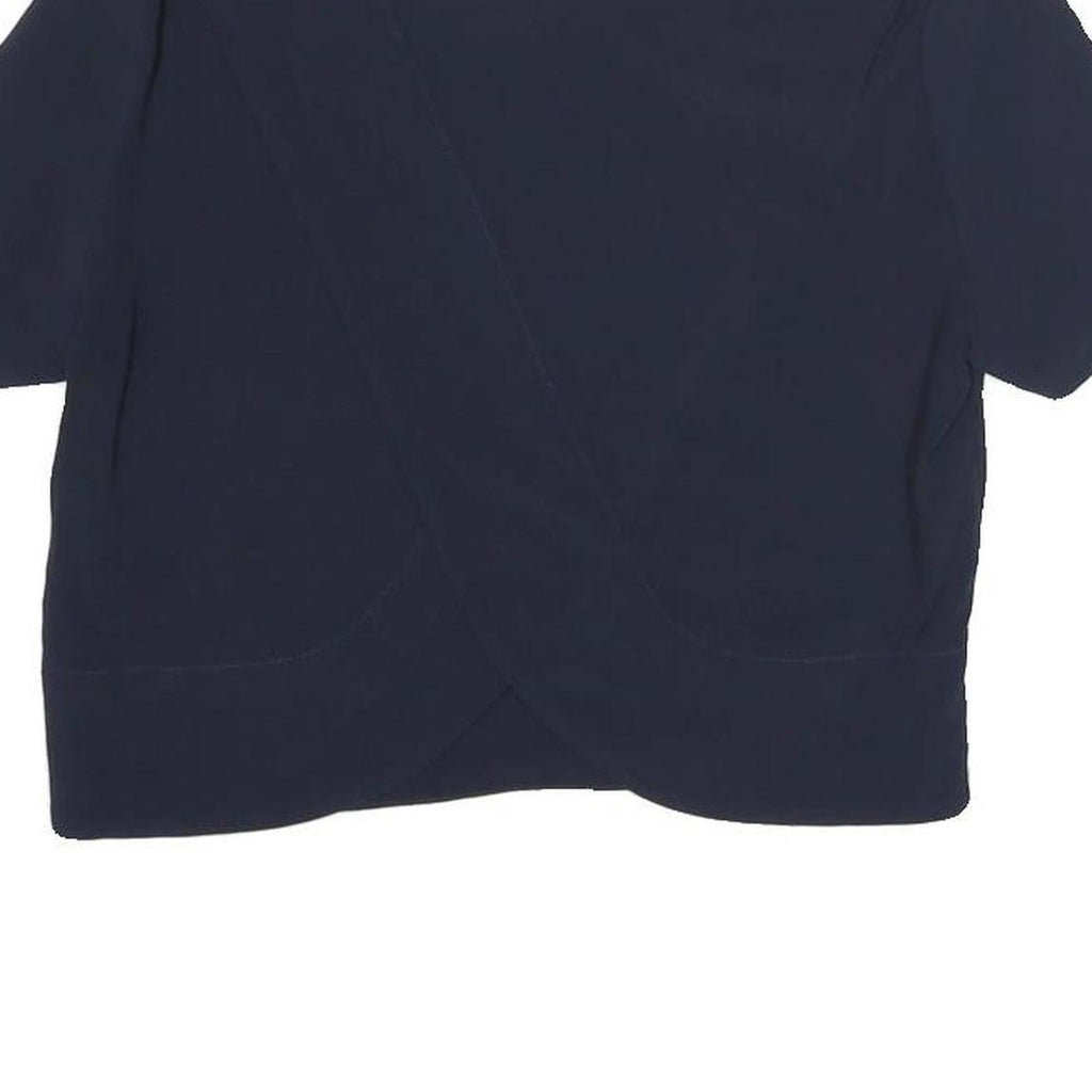 TED BAKER Womens Navy Blue Plain Crop Top Short Sleeve Round Neck XS Stylish