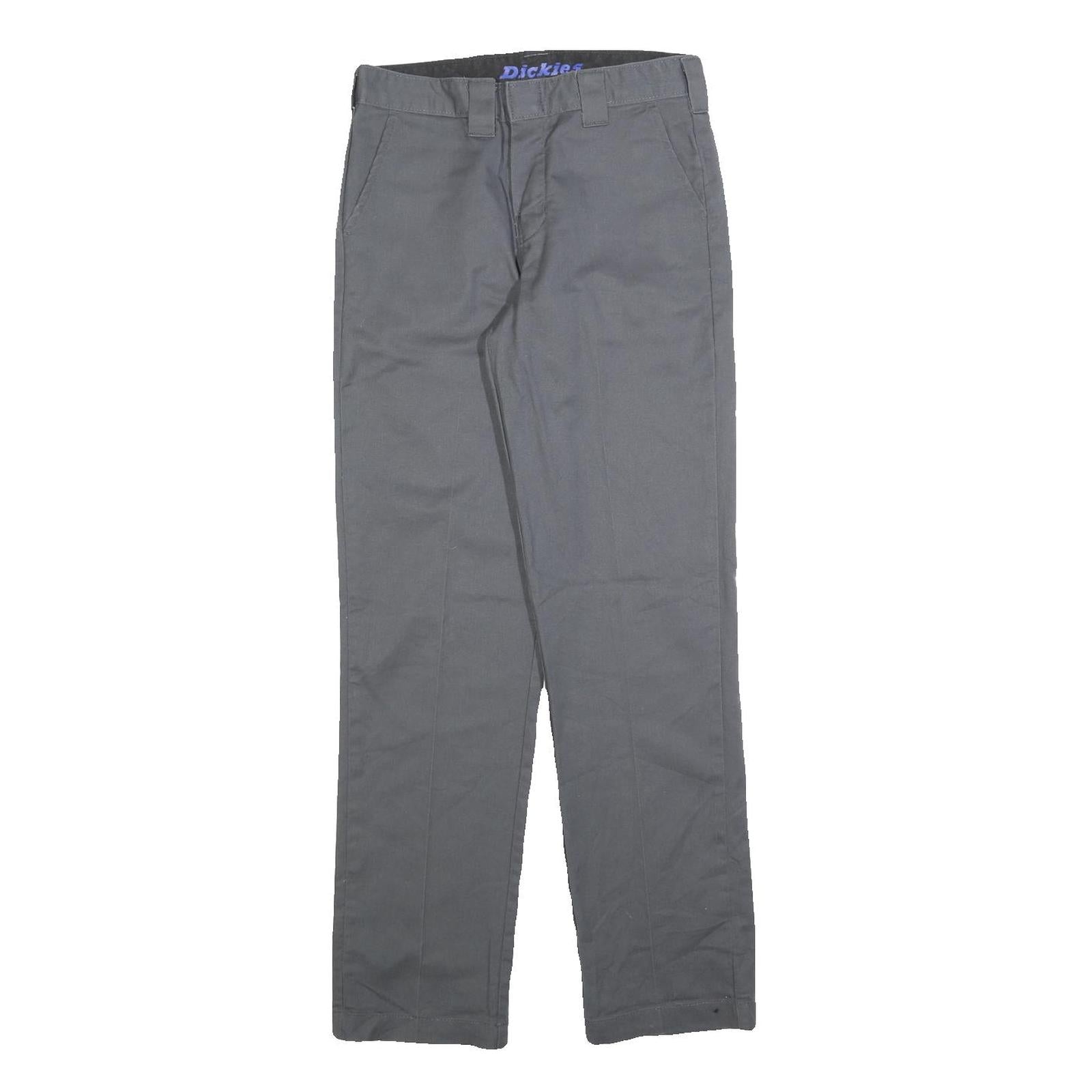 DICKIES Mens Grey Slim Straight Trousers Cotton Blend W28 L28 Workwear Casual