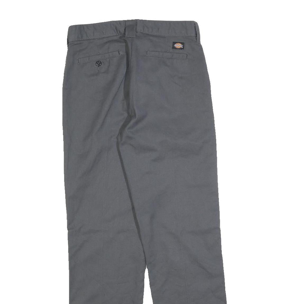 DICKIES Mens Grey Slim Straight Trousers Cotton Blend W28 L28 Workwear Casual
