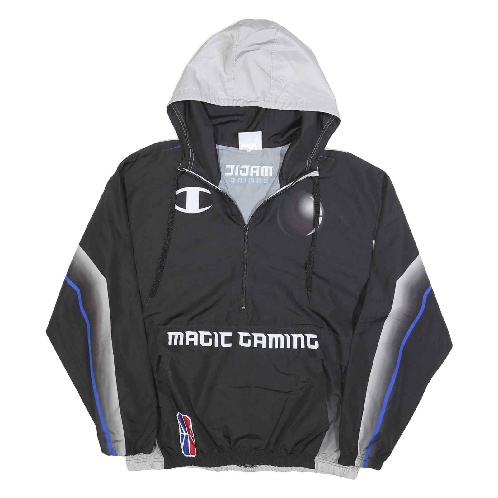 CHAMPION Mens Black & Grey Magic Gaming Track Jacket XL Polyester Blend