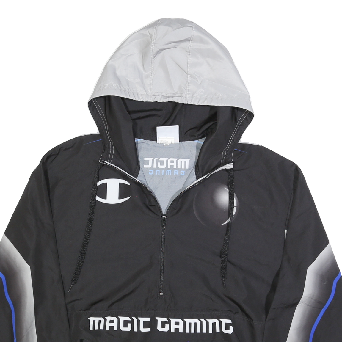CHAMPION Mens Black & Grey Magic Gaming Track Jacket XL Polyester Blend
