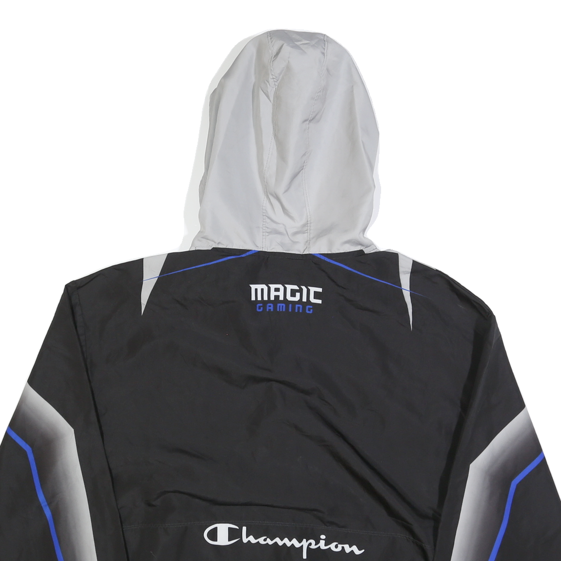 CHAMPION Mens Black & Grey Magic Gaming Track Jacket XL Polyester Blend