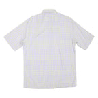 BOSS HUGO BOSS Mens Beige & Blue Check Shirt L Cotton Blend Short Sleeve Casual