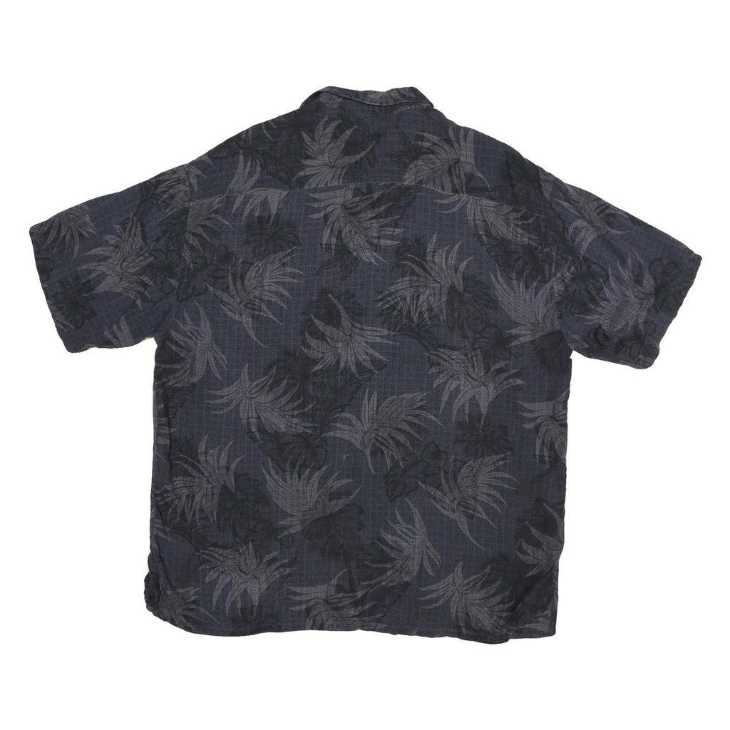 PIERRE CARDIN Mens Navy Blue & Grey Pattern Rayon Shirt XL Casual Summer Wear