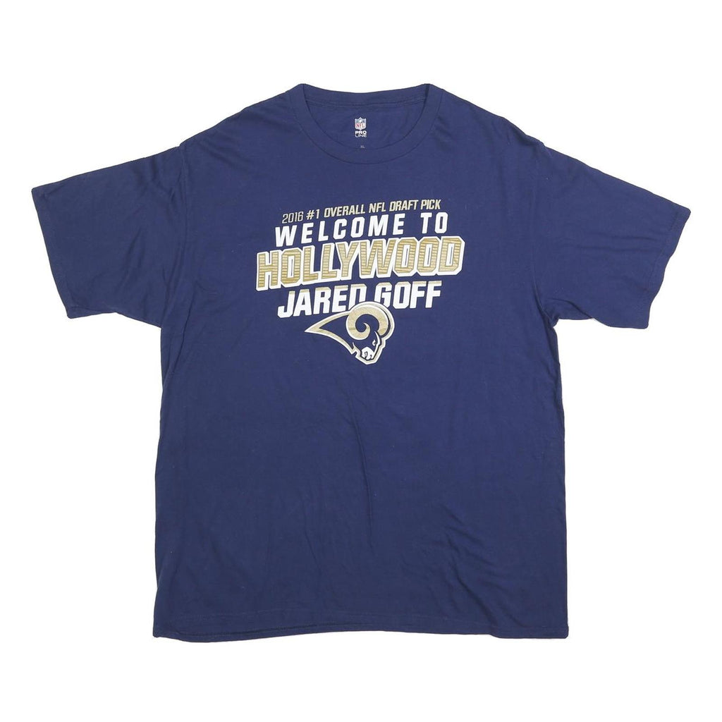 NFL Mens Blue Welcome To Hollywood Jared Goff Graphic T-Shirt XL Crew Neck Short