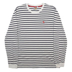 CARHARTT Mens White & Navy Striped Modern T-Shirt M Long Sleeve Crew Neck