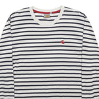 CARHARTT Mens White & Navy Striped Modern T-Shirt M Long Sleeve Crew Neck
